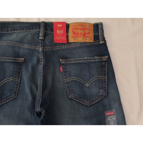 NWT Mens Levis 511 Slim Torrey Pine Stretch Denim 045111933 Blue Jeans 29/30 - Picture 5 of 8